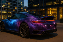 Load image into Gallery viewer, Galaxy Nebula Car Wrap – Blue and Purple Cosmic Vinyl Graphic | Full-Body Space-Inspired Car Wrap for Supercars and Luxury Vehicles by Stickalz nv075