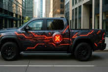 Load image into Gallery viewer, Red Circuit TRX Truck Wrap – Futuristic Black and Red Tech Vinyl Graphic | Cybercore Full-Body Pickup Wrap for RAM TRX and Off-Road Trucks by Stickalz nv076