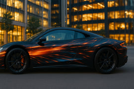 Velocity Lightstream Car Wrap – Futuristic Motion Vinyl Graphic | Hyper-Speed Neon Streak Full-Body Wrap for Sports Cars and Supercars by Stickalz nv080