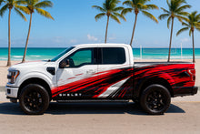 Load image into Gallery viewer, Red Velocity Truck Wrap – Black &amp; White Racing Streak Vinyl Graphic | Aggressive Speed-Inspired Full-Body Wrap for Pickup Trucks by Stickalz nv084