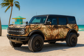 Topographic Desert Terrain Wrap – 3D Sand Dune Vinyl Graphic | Earth-Tone Adventure Design for Jeep, Bronco & Off-Road Vehicles by Stickalz nv085