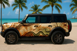 Topographic Desert Terrain Wrap – 3D Sand Dune Vinyl Graphic | Earth-Tone Adventure Design for Jeep, Bronco & Off-Road Vehicles by Stickalz nv085