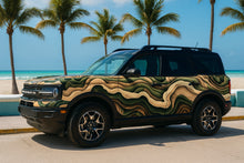 Load image into Gallery viewer, Forest Terrain Topographic Wrap – 3D Green &amp; Sand Vinyl Graphic | Nature-Inspired Adventure Wrap for Jeep, Bronco &amp; Off-Road Vehicles by Stickalz nv086