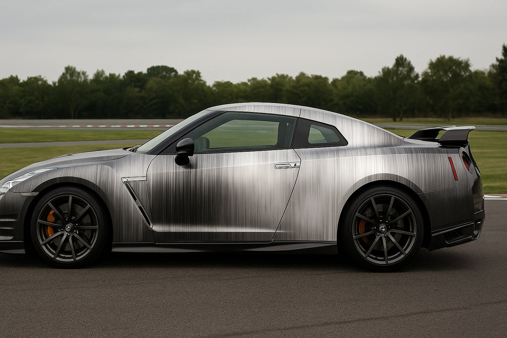 Brushed Titanium Metal Wrap – Silver Textured Vinyl for Sports Cars | Modern Industrial Brushed Finish Automotive Wrap | Premium Vinyl by Stickalz nv088