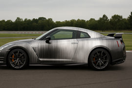 Brushed Titanium Metal Wrap – Silver Textured Vinyl for Sports Cars | Modern Industrial Brushed Finish Automotive Wrap | Premium Vinyl by Stickalz nv088