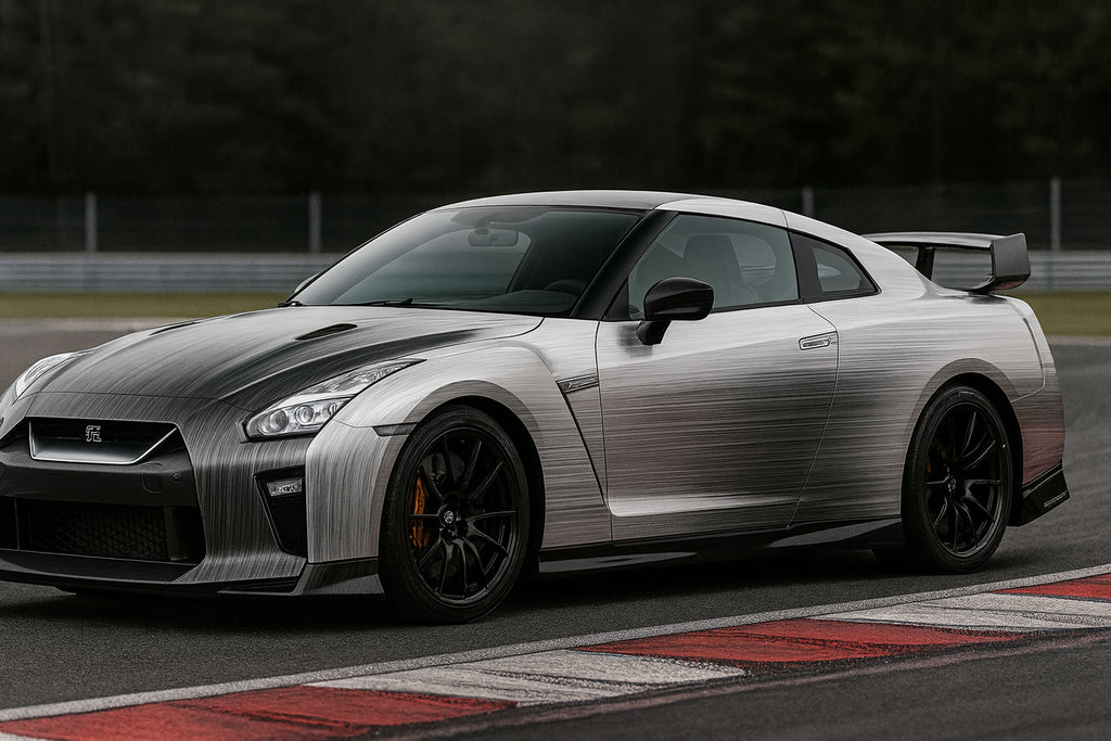 Brushed Titanium Metal Wrap – Silver Textured Vinyl for Sports Cars | Modern Industrial Brushed Finish Automotive Wrap | Premium Vinyl by Stickalz nv088