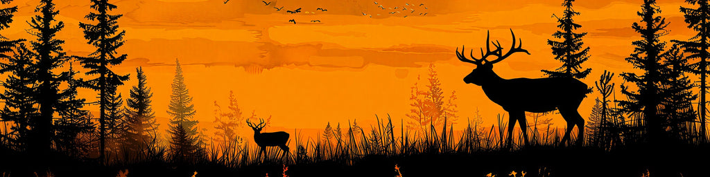 Deer Forest Silhouette Wrap – Orange Sunset Hunting Truck Vinyl | Wildlife Woodland Graphic Wrap for Pickup & Off-Road Vehicles | Stickalz Outdoor Edition nv089