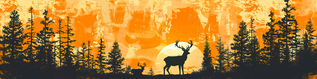 Sunset Deer Forest Wrap – Orange Woodland Hunting Truck Vinyl | Wildlife Silhouette Forest Graphic Wrap for Pickup & Off-Road Vehicles | Stickalz Outdoors nv090
