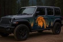 Load image into Gallery viewer, Wolf Moon Forest Wrap – Midnight Wilderness Jeep Vinyl | Howling Wolf &amp; Pine Tree Silhouette Car Wrap | Outdoor Adventure Vehicle Graphic by Stickalz nv092