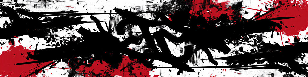 Urban Graffiti Car Wrap – Black, Red & White Splatter Vinyl | Abstract Street-Art Cybertruck Design | Custom Vehicle Wrap by Stickalz nv098