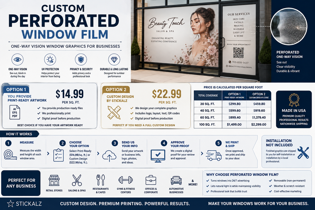 Custom Perforated Window Film | Business Storefront Window Graphic