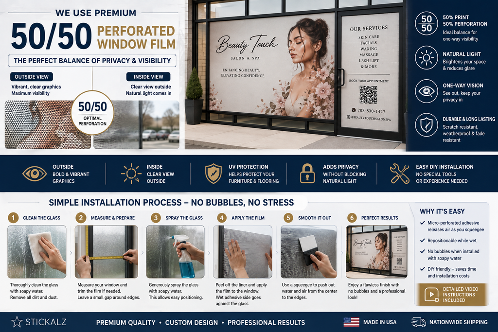 Custom Perforated Window Film | Business Storefront Window Graphic