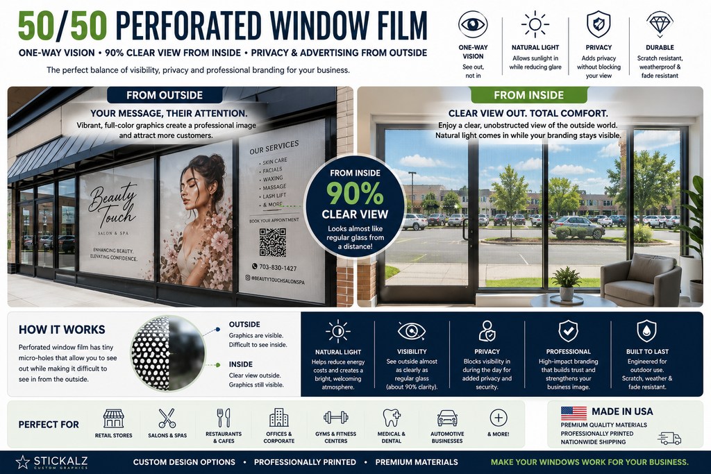 Custom Perforated Window Film | Business Storefront Window Graphic
