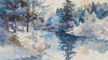 Winter Forest Watercolor Wall Mural – Artistic Nature Landscape Wallpaper – Holiday or Birthday Gift for Stylish Home Decor Lovers