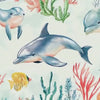 Dolphin Ocean Nursery Wallpaper, Underwater Sea Life Wall Mural, Peel and Stick Baby Room Decor, Kids Playroom Aquarium Theme, Modern