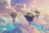 Fantasy Floating Island Wallpaper Mural, Surreal Sky Cloud Wall Art, Dreamy Kids Room Decor, Bold Modern 3D Wallpaper for Bedroom or Nursery