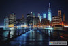 City Skyline Night Wallpaper Mural | Modern 3D Wall Decor | New York Lights Wall Art for Bedroom, Living Room, Office | Peel & Stick Wall