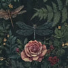 Dark Floral Wallpaper Mural – 3D Botanical Wall Decor with Roses & Dragonflies – Bold Modern Stylish Wall Art Gift for Nature Lovers