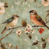 Vintage Bird Floral Wallpaper Mural – Two Songbirds Botanical Wall Decor – 3D Peel And Stick Stylish Bedroom Living Room Wallpaper