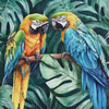Tropical Parrot Duo Jungle Wallpaper – Vibrant Macaw Bird Wall Mural with Palm Leaves – Bold 3D Stylish Wall Decor Gift for Nursery