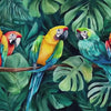 Colorful Parrot Jungle Wallpaper – Tropical Macaw Bird Wall Mural with Palm Leaves – Bold 3D Stylish Wall Decor Gift for Nursery