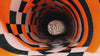 3D Optical Illusion Tunnel Wallpaper – Trippy Black Orange Checkered Wall Mural for Modern Living Room, Bedroom, Lounge, Bold Stylish Wall