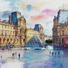 Paris Louvre Pyramid Wallpaper – Watercolor 3D Wall Mural for Bedroom Living Room Office – Stylish Bold Wall Decor Gift for Travel Lovers