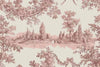 Romantic Toile Wallpaper Mural in Blush Pink & Sepia | Vintage French Style Scenic Wall Art | Elegant Statement Wall Decor for Bedroom