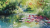 Watercolor Pond Wall Mural – Lily Pad Garden Landscape Wallpaper – Artistic Nature Decor Gift for Birthday or Holiday Home Makeovers