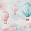 Pastel Hot Air Balloon Wallpaper For Nursery – 3D Cloud Sky Wall Mural – Peel And Stick Stylish Kids Room Decor – Modern Bold Baby Shower