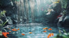 3D Waterfall Koi Pond Bedroom Mural - Tranquil Nature Wall Art - Modern Home Decor for Relaxation - Stylish Gift for Birthday or Holidays
