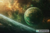 Green Galaxy Planet 3D Wallpaper | Outer Space Wall Mural For Kids Bedroom | Modern Bold Stylish Wall Decor Gift For Sci-Fi Lovers & Space