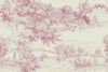 Romantic Pink Toile Wallpaper Mural | French Country Scenic Wall Art | Elegant Vintage Pastoral Style Wall Decor | Stylish Statement Gift