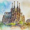 Barcelona Sagrada Familia Wallpaper – Watercolor 3D Wall Mural of Iconic Spanish Landmark – Bold Modern Stylish Wall Decor Gift