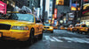 New York Taxi Cityscape 3D Wallpaper – Modern Bold Wall Mural NYC Yellow Cab Street Scene – Stylish Urban Wall Decor for Bedroom, Office