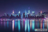 New York City Night Skyline Wallpaper Mural – 3D Modern City Lights Wall Decor for Bedroom Living Room Office Stylish Bold Gift Idea