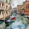 Venice Gondola Canal Wallpaper Mural – 3D Watercolor Cityscape Wall Decor, Modern Bold Bedroom Living Room Stylish Gift, Italian City Wall