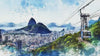 Rio de Janeiro Wallpaper – Watercolor 3D Wall Mural with Sugarloaf Mountain & Cable Car – Bold Modern Stylish Wall Decor Gift for Travel