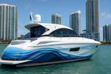 Load image into Gallery viewer, Ocean Wave Boat Wrap – Blue Gradient Marine Vinyl | Abstract Water Flow Design for Yachts and Boats | Premium Custom Sea Wrap by Stickalz vb001