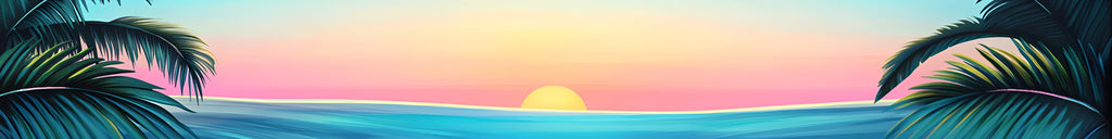 Tropical Sunset Boat Wrap – Palm Tree Ocean Horizon Vinyl | Vibrant Island Paradise Design for Yachts & Boats | Premium Marine Wrap by Stickalz vb005
