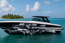 Load image into Gallery viewer, Great White Shark Boat Wrap – Ocean Predator Vinyl Graphic | Realistic Shark &amp; Splash Design for Sport Boats &amp; Yachts | Premium Marine Wrap by Stickalz vb008