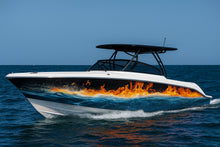Load image into Gallery viewer, Fire And Water Boat Wrap – Fiery Ocean Vinyl Wrap For Sport Boat – Marine Grade Boat Decal – Full Side Graphic – Custom Water And Flame Boat Wrap vb009