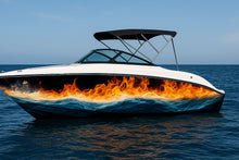 Load image into Gallery viewer, Fire And Water Boat Wrap – Fiery Ocean Vinyl Wrap For Sport Boat – Marine Grade Boat Decal – Full Side Graphic – Custom Water And Flame Boat Wrap vb009