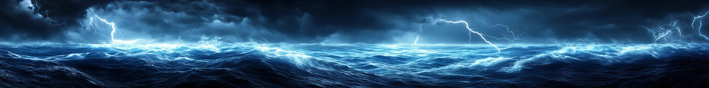 Blue Lightning Storm Boat Wrap – Electric Ocean Vinyl Wrap – Marine Grade Boat Decal – Full Side Graphic Wrap – Custom Thunder And Wave Boat Design vb012