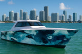 Aqua Camo Ocean Boat Wrap – Blue Water Camouflage Vinyl Wrap – Marine Grade Boat Decal – Custom Full Side Wrap – Abstract Sea Pattern Design vb016