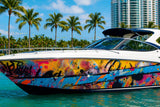 Urban Splash Graffiti Boat Wrap – Street Art Vinyl Wrap – Marine Grade Boat Decal – Custom Full Side Wrap – Colorful Abstract Paint Splash Design vb024