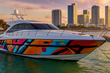 Load image into Gallery viewer, Miami Pop Abstract Boat Wrap – Colorful Geometric Vinyl Wrap – Marine Grade Boat Decal – Custom Full Side Wrap – Modern Art-Inspired Design vb025