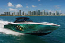 Load image into Gallery viewer, Emerald Sea Dragon Boat Wrap – Green Ocean Dragon Vinyl Wrap – Marine Grade Full Side Decal – Mythic Sea Creature Design – Custom High-Gloss Boat Wrap vb035