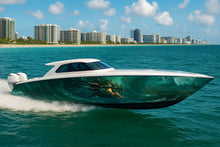 Load image into Gallery viewer, Emerald Sea Dragon Boat Wrap – Green Ocean Dragon Vinyl Wrap – Marine Grade Full Side Decal – Mythic Sea Creature Design – Custom High-Gloss Boat Wrap vb035