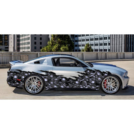 Skulls Tribal Car Wrap, Skulls Tribal Car Decal, 3D Skulls Tribal Car Sticker, 3D Skulls Tribal Car Graphics, 3D Skulls Tribal Racing Stripes Vinyl Decal